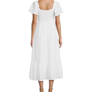 Blu Pepper flutter sleeve, smocked bodice, midi dress size L. NWT